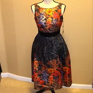NWT Adrianna Papell Floral Print Fit & Flare Mid-Length Dress